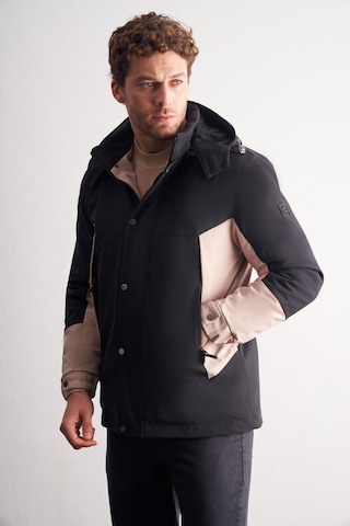 Siyah - Bej Kapüşonlu Yaka Bondid Yırtmaçsız Casual Mont 1007255134 Siyah - Bej