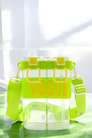 Çift Bölmeli Vogue Matara Yeşil, 900 Ml Çift Kapaklı, Pipetli