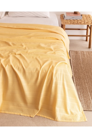 Madame Coco Mathilda King Size %100 Pamuk Karde Düz Pike - Sarı 8684427308059 Çok Renkli