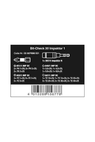 Wera Bit-check 30 Lu İmpaktor Bits Set 1 05057690001