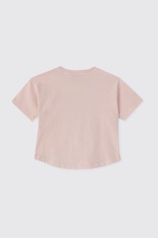 Panço Kız Bebek Baskılı Kısa Kollu Pembe Tişört
