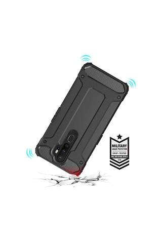 Noktaks - Oppo Uyumlu Oppo A5 2020 - Kılıf Çift Katman Zırh Tank Crash Military Kapak - Kırmızı T10701 Kirmizi