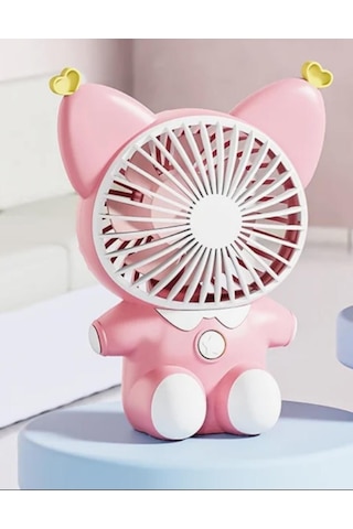 Sevimli Hayvan Masaüstü Şarzlı Özel Figürlü Sarı Renk El Fanı