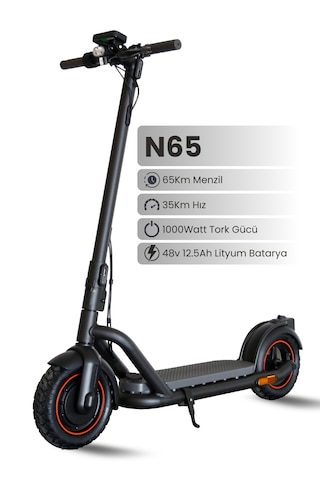 Electroll N65 Elektrikli Scooter Yenilikçi Teknoloji, Güvenli S Siyah