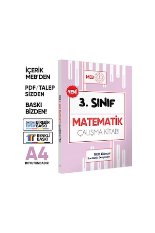 MEB ÖDM İlkokul 3.Sınıf Matematik Çalışma Kitabı Alıştırmalı/Etkinlikli S. Bankası BASKI ÜCRETİ