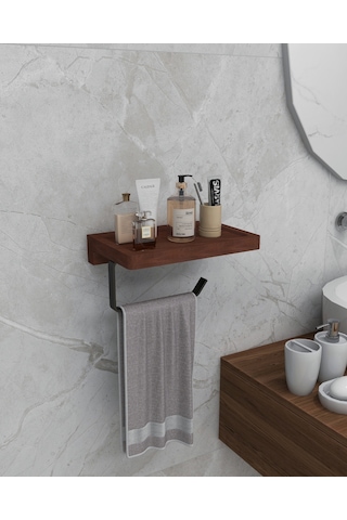 lyla concept Masif Raflı Metal Askılık Havluluk Çok Amaçlı Duvar Organizeri Siyah
