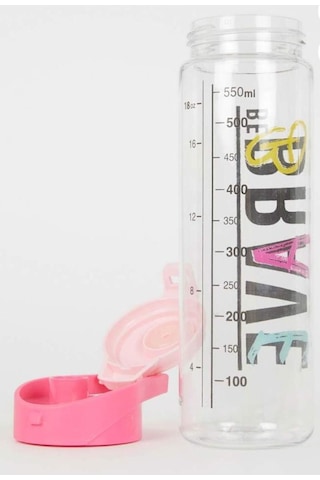 Renkli Matara 550 Ml Spor Matarası, Renkli Suluk Okul Matarası Pembe Şeffaf Pembe