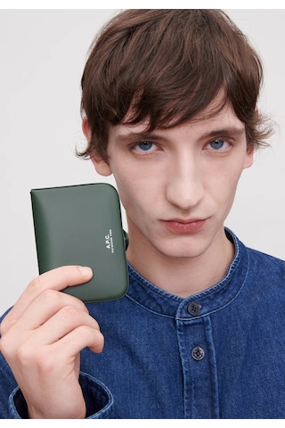 A.p.c Josh Unisex Lüks Bitkisel Deri Bozuk Para Kesesi Cüzdan Yeşil