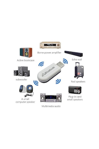 Tr Usb Aux Çift Çıkışlı Bluetooth Ses Alıcısı - Araç İçi Ve Ev Teybi Kablosuz Aparat -al5810
