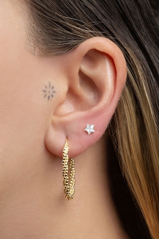 Yıldız Taşlı 18 Ayar Beyaz Altın Kaplama Gümüş Tek Taş Küpe