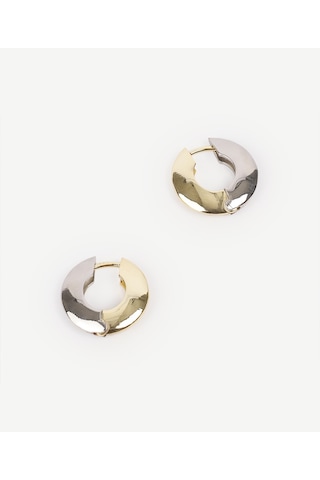 Yargıcı Gold Ve Silver Detaylı Halka Küpe 25kkbj8189x 320 Altın - Gümüş