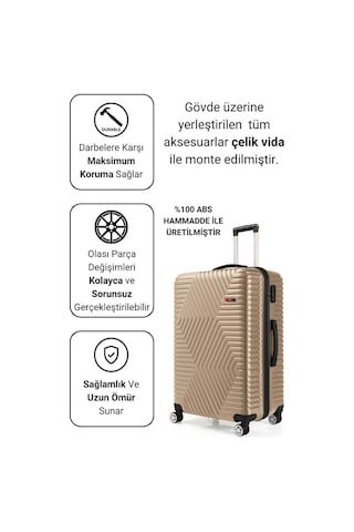 G&d Polo Suitcase Abs Orta Ve Büyük Boy Gold 2'li Valiz Seti 600.06-b Altın