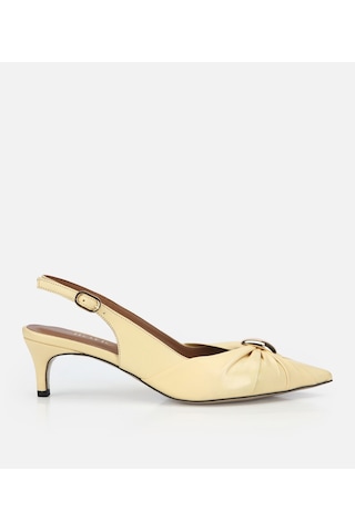 Hotiç Kadın Deri Sarı Gold Tokalı Arkası Açık Kısa Topuklu Stiletto 01ayh321440a520 01ayh321440a520