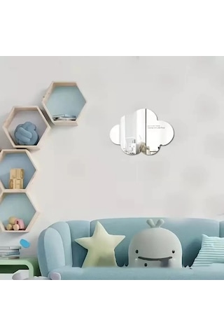 Durukar 30x20 Cm Bulut Formlu Kırılmaz Pleksi Duvar Aynası - Çocuk Odası Güvenli Ayna Çok Renkli