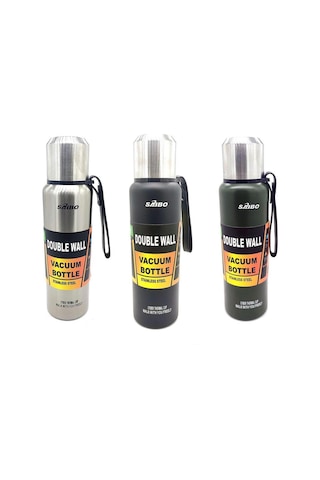 Saibo Çift Katmanlı Vakumlu Çelik Termos 1 Litre 1 Litre-Gri