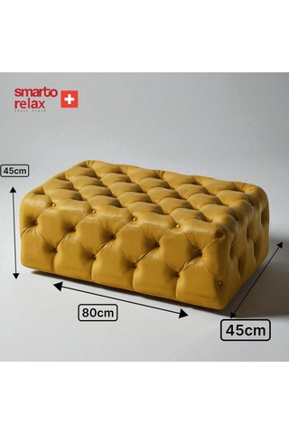 Smarto Relax Puf Swiss Style Guarda Ayaksız Kapitoneli Dekoratif 80x45x45 Cm Ayaksız Kapitoneli Dekoratif Puf Sarı