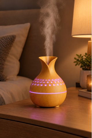 Çiçek Vazo Tasarımlı Hava Nemlendirici Buhar Makinası-aroma Difüzörü Led Işık 300ml