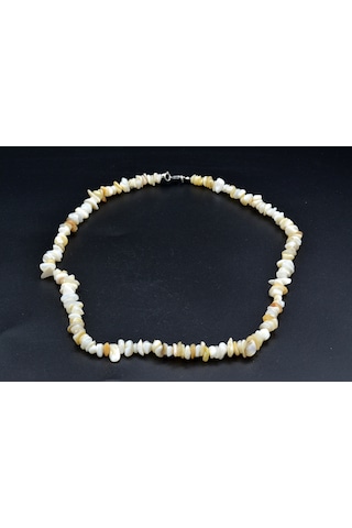 Hakiki Doğal Kırık Taş Sedef Bileklik ve Kolye  Seti Gri