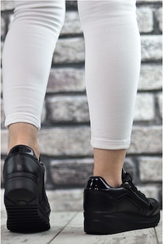 Konfores 1662 Anatomik Tabanlı Fermuarlı Bayan Sneakers Ayakk Siyah