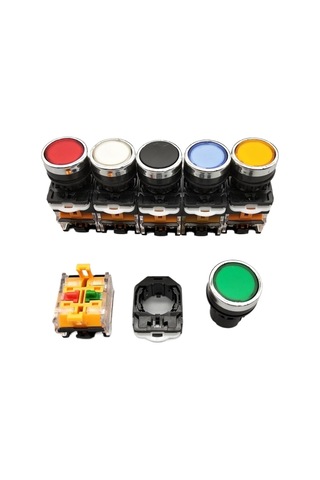 Onoff Anlık/mandal Push Düğmesi Anahtarı 22mm 4 Vidalar Dairesel Küçük Boyut Düz Yuvarlak Panel Kesim La3811bn Kırmızı, Selfreset