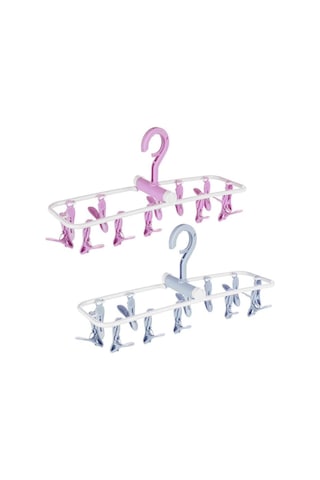 2'li Çamaşır Kurutma Makinesi İçin Askılı Giysi Askıları, Katlanabilir Çorap Ve İç Çamaşırı Askıları - Nordic Blue Ve Pink B Diğer