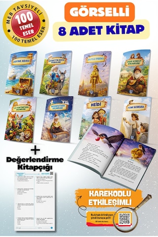 100 Temel Eserden Seçme Hikayeler Görselli 8 Kitap - 3. Sınıflar İçin 7-9 Yaş