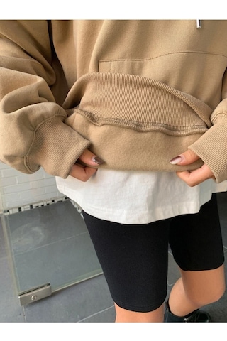 Altamira Unisex Yıldız Sırt Baskılı Oversize Kapşonlu Sweatshirt 001