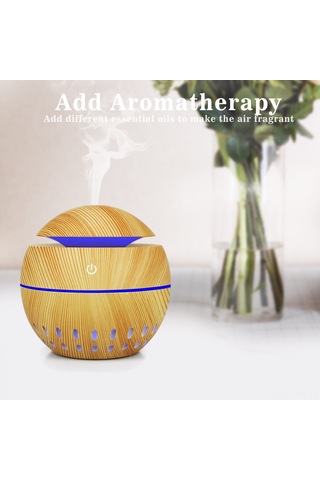 Kosona Küçük Taşınabilir Usb Nemlendirici, Ultra Sesiz Ultrasonik Teknoloji, 130ml Kapasite, Ev/ofis/araç İçin Koyu Ahşap Desenli Taban Yok