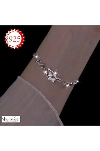 Starwhirl Yıldızlı 925 Gümüş Bileklik Gümüş Yıldız Bileklik Sevgiliye Verilecek Güzel Gümüş Hediye Çok Renkli