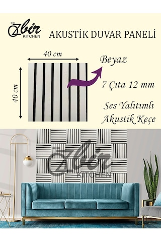 Özbir Kıtchen Beyaz Akustik Duvar Paneli 40x40 Ahşap Duvar Paneli
