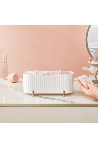 Homyl Masaüstü Tezgah Ev Için Kapaklı Pamuk Pedler Beyaz Beyaz