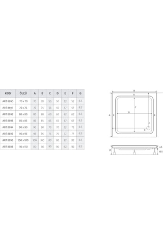 Shower 90X90 Kare Duş Teknesi