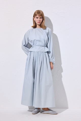 Piliseli Geniş Etek Mavi Mavi