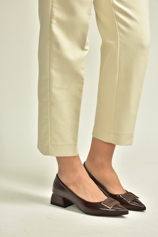 Fox Shoes V820371160 Kahverengi Rustik Kalın Topuklu Kadın Ayakkabı Kahverengi