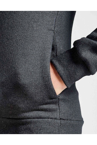 Kurt Dolun Ay Baskılı Siyah Erkek Örme Kapşonlu Sweatshirt
