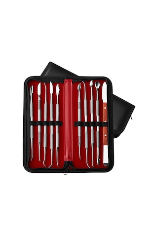 Teltree 10 Parçalı Paslanmaz Çelik Diş Mumu Oyma Seti - Taşıma Çantalı Çok Amaçlı Dental Araçlar