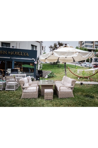 Vrv Garden Bahçe Mobilyası Rattan Balkon Bahçe Teras Oturma Grupları,masa Sandalye Takımları Rattan Takım Kahverengi