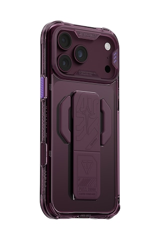 Apple Uyumlu iPhone 18 Pro Max Kılıf M-safeli Teknoloji Desenli Skinarma Helio Ce Mag Charge Standlı Kapak Bordo