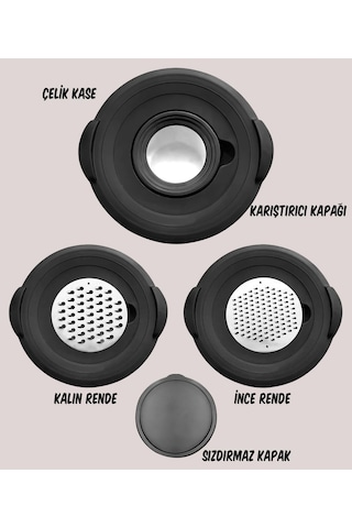 Steel&More Çelik 5 Parça Kase Saklama Ve Karıştırma Kabı Gri