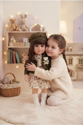 Emzikli Sevimli %100 Et Bebek - 50 Cm Konuşan Gerçekçi Oyun Arkadaşı İnteraktif Eğitici Oyuncak 76720551