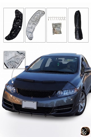 Honda Civic 13 Fb7 / Fk2 2012 2016 Ön Kaput Koruma Maskesi Siyah Deri Taş Çarpma Ve Güneş Koruma