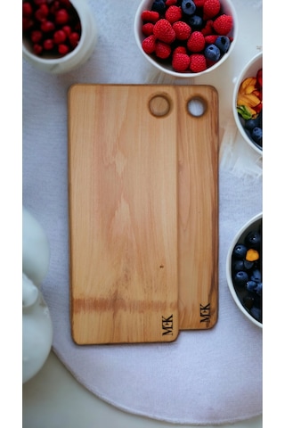 Kesme Tahtası & Sunumluk Dikdörtgen Delikli Tahta 38x16 Cm