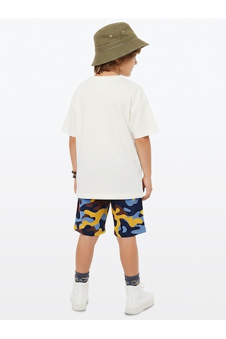 Denokids Erkek Çocuk Takım Safari Baskılı %100 Pamuk T-shirt Şort Yazlık Takım Çok Renkli