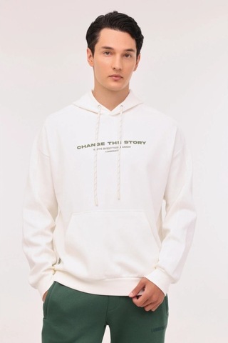 Lumberjack Filaz Erkek Beyaz Kapüşonlu Hoodie Beyaz
