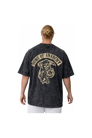 Sons Of Anarchy Rock Metal Müzik Grubu Baskılı Unisex Oversize Vi Siyah