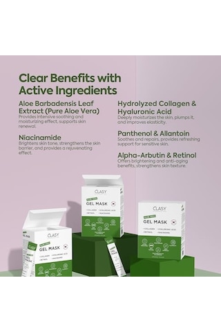 Clasy Care Aloe Vera Jel Maske - Kolajen Ve Retinol İle Nemlendirici Yüz Maskesi - Güneş Yanığına Karşı Ferahlatıcı Bakım - Seyahat Boyu 06712956