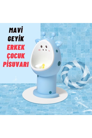 Erkek Çocuk 1-6 Yaş Tuvalet Eğitimi Eğlenceli Pisuvar Mavi Geyik Açık Mavi