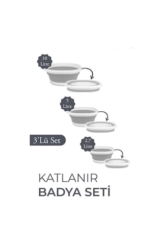 Katlanır Badya Akordiyon Leğen Seti 27 L - 5 L - 10 L