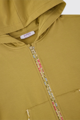 Panço Kız Çocuk Kapüşonlu Fermuarlı Açık Yağ Yeşili Sweatshirt Yeşil