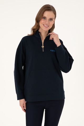 U.S. Polo Assn. Kadın Lacivert Dik Yaka Fermuarlı Sweatshirt 50297316-VR033